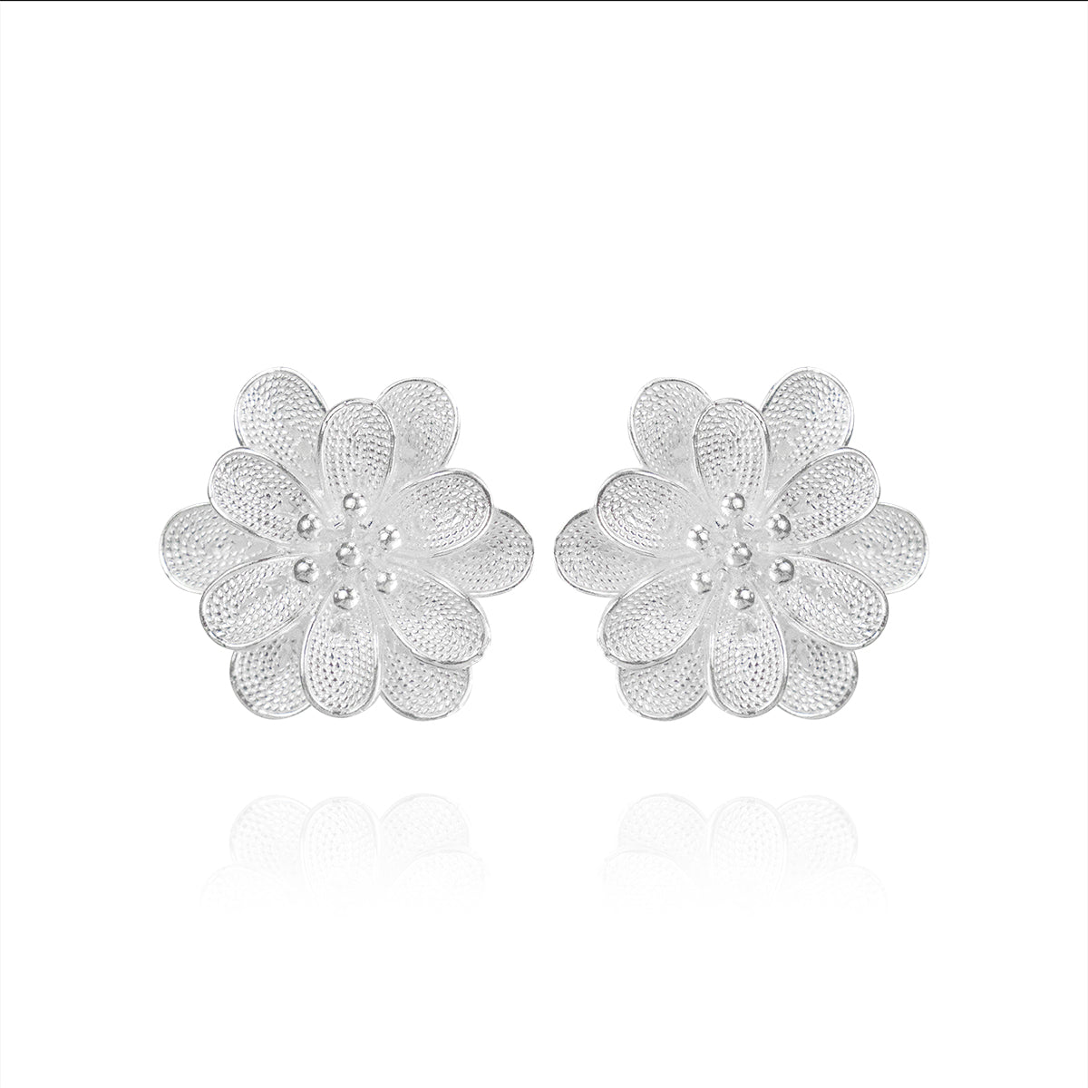 Silver Wild Flower Earrings - fareastjewelry