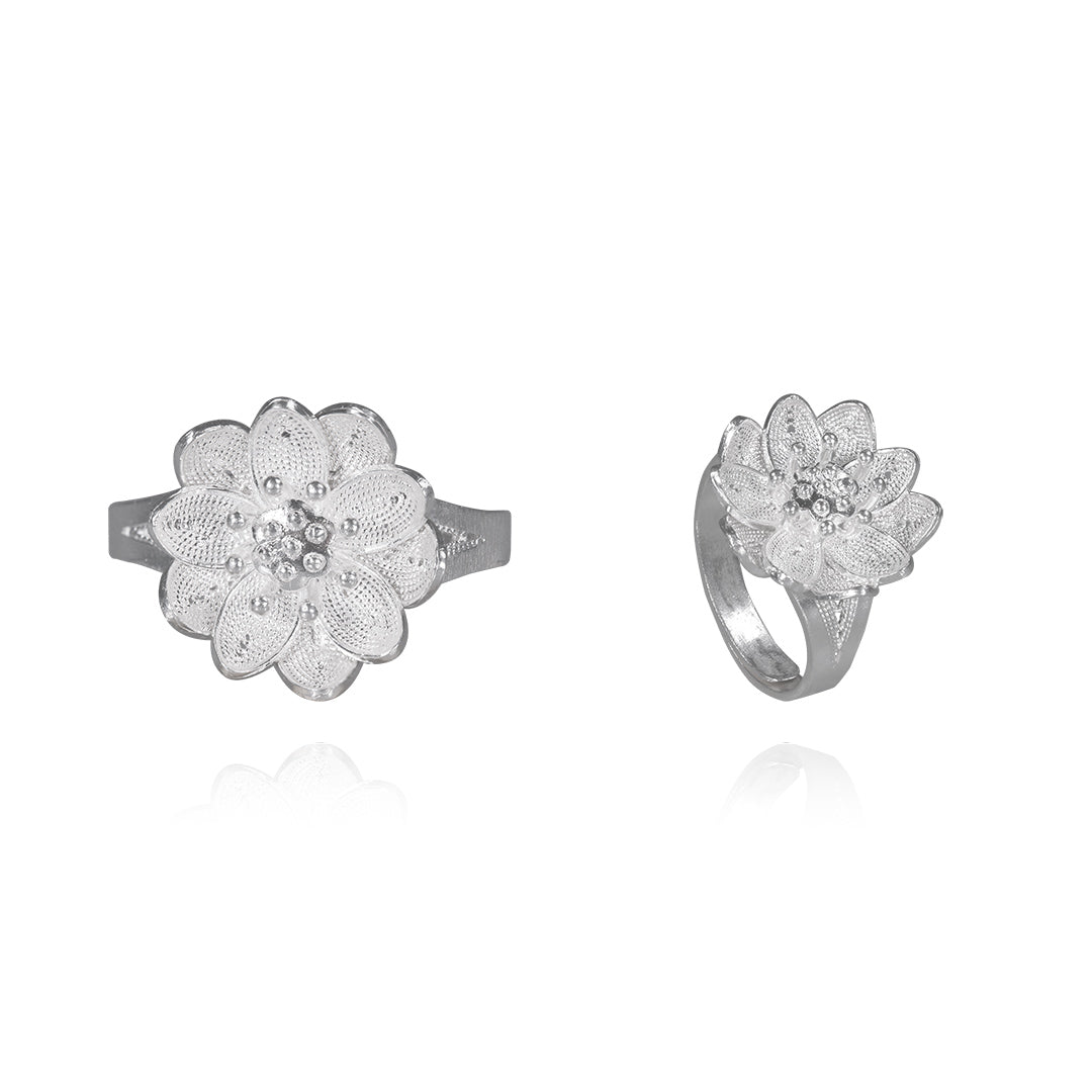 Silver Lotus Flower Ring - fareastjewelry