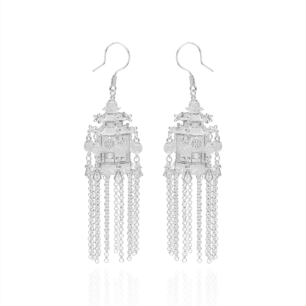 Silver Pagoda Earrings - fareastjewelry