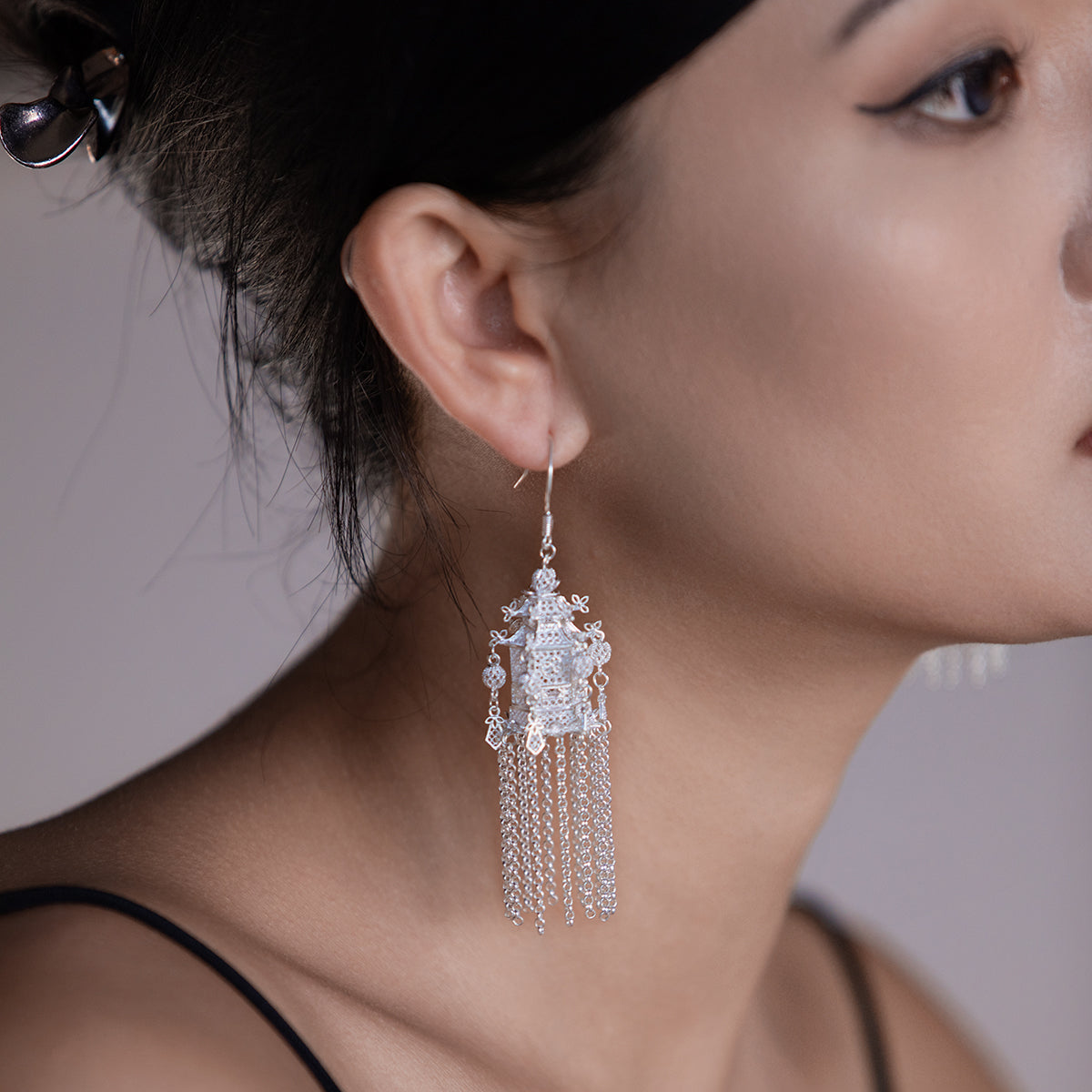 Silver Pagoda Earrings - fareastjewelry