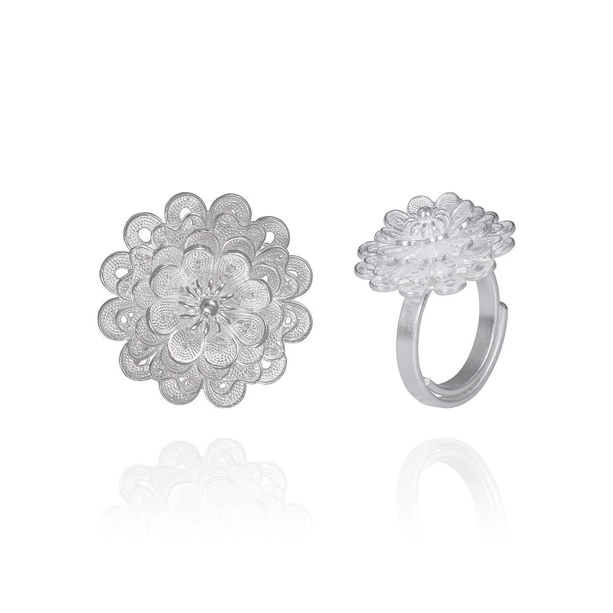 Silver Daisy Flower Ring - fareastjewelry