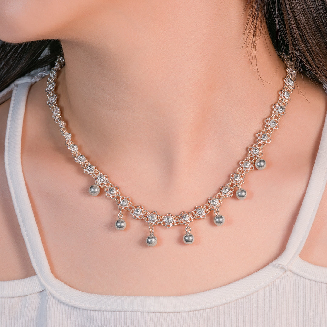 Silver Sunflowes Necklace - fareastjewelry