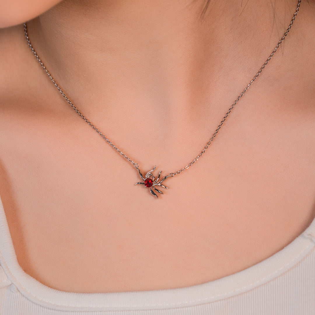 Silver Red Crystal Zen Necklace - fareastjewelry