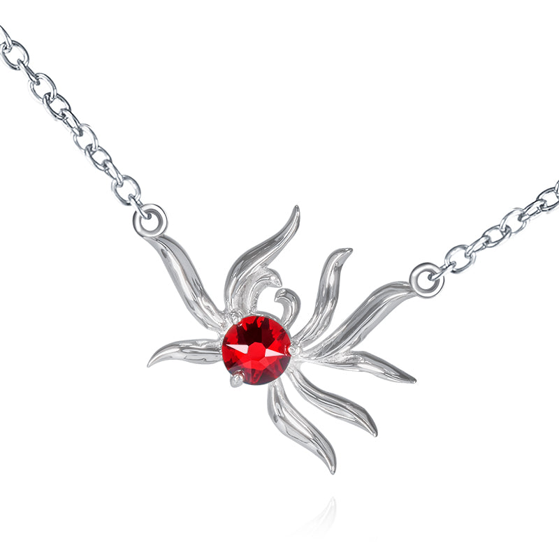 Silver Red Crystal Zen Necklace - fareastjewelry