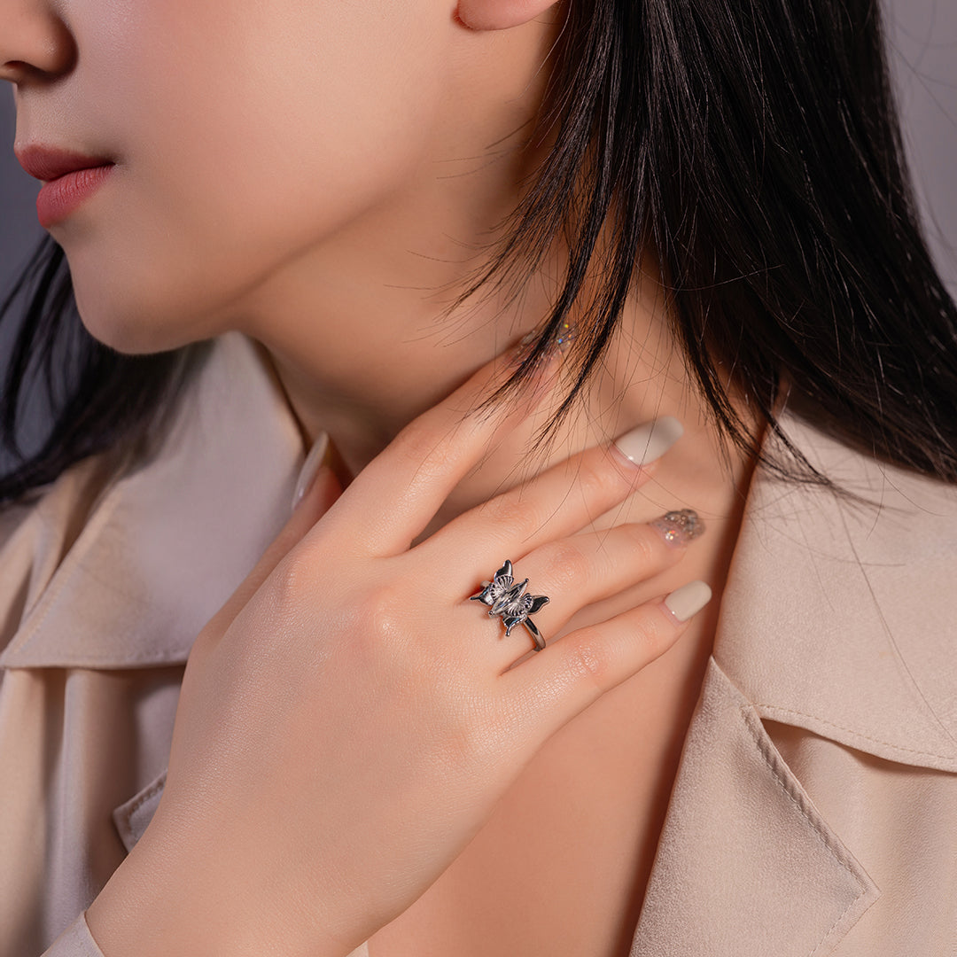 Silver Crystal Butterfly Ring - fareastjewelry
