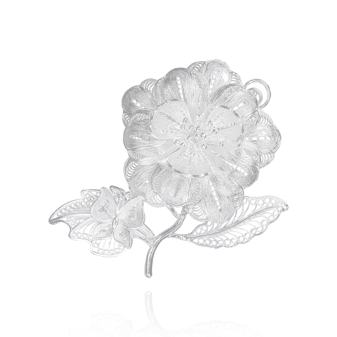 Silver Rose Brooch Pin - fareastjewelry