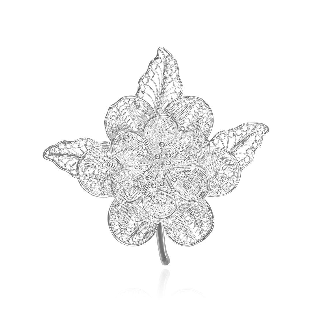 Silver Blooming Flower Brooch - fareastjewelry