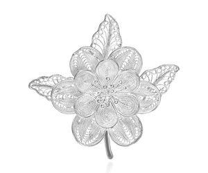 Silver Blooming Flower Brooch - fareastjewelry