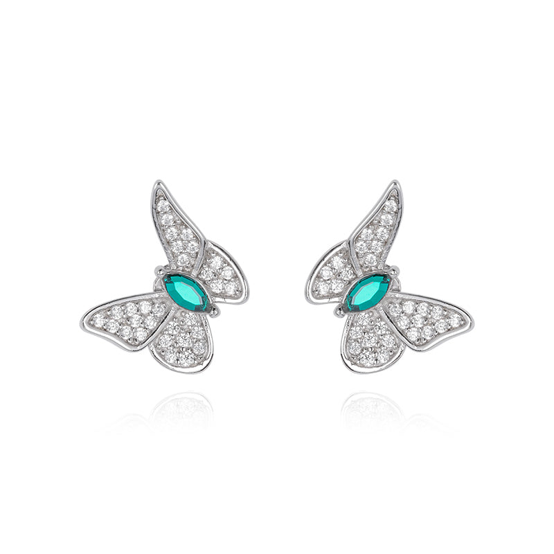 Green Crystal Butterfly Earrings - fareastjewelry