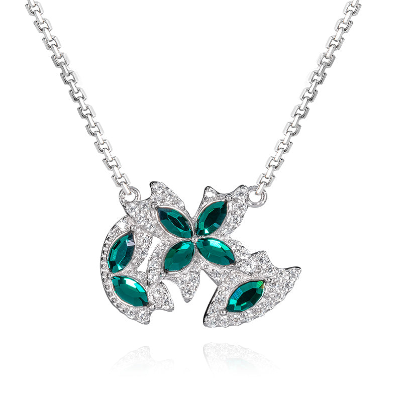 Green Crystal Butterfly Necklace - fareastjewelry