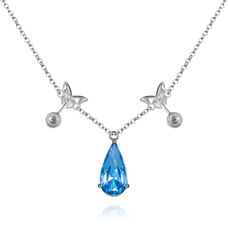 Teardrop Bule Crystal Necklace - fareastjewelry