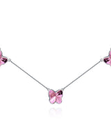 Handmade Necklace,Silver&Pink Crystal,Crystal Butterfly series - fareastjewelry