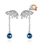Handmade Earrings,Silver&Crystal,Game Cat series - fareastjewelry