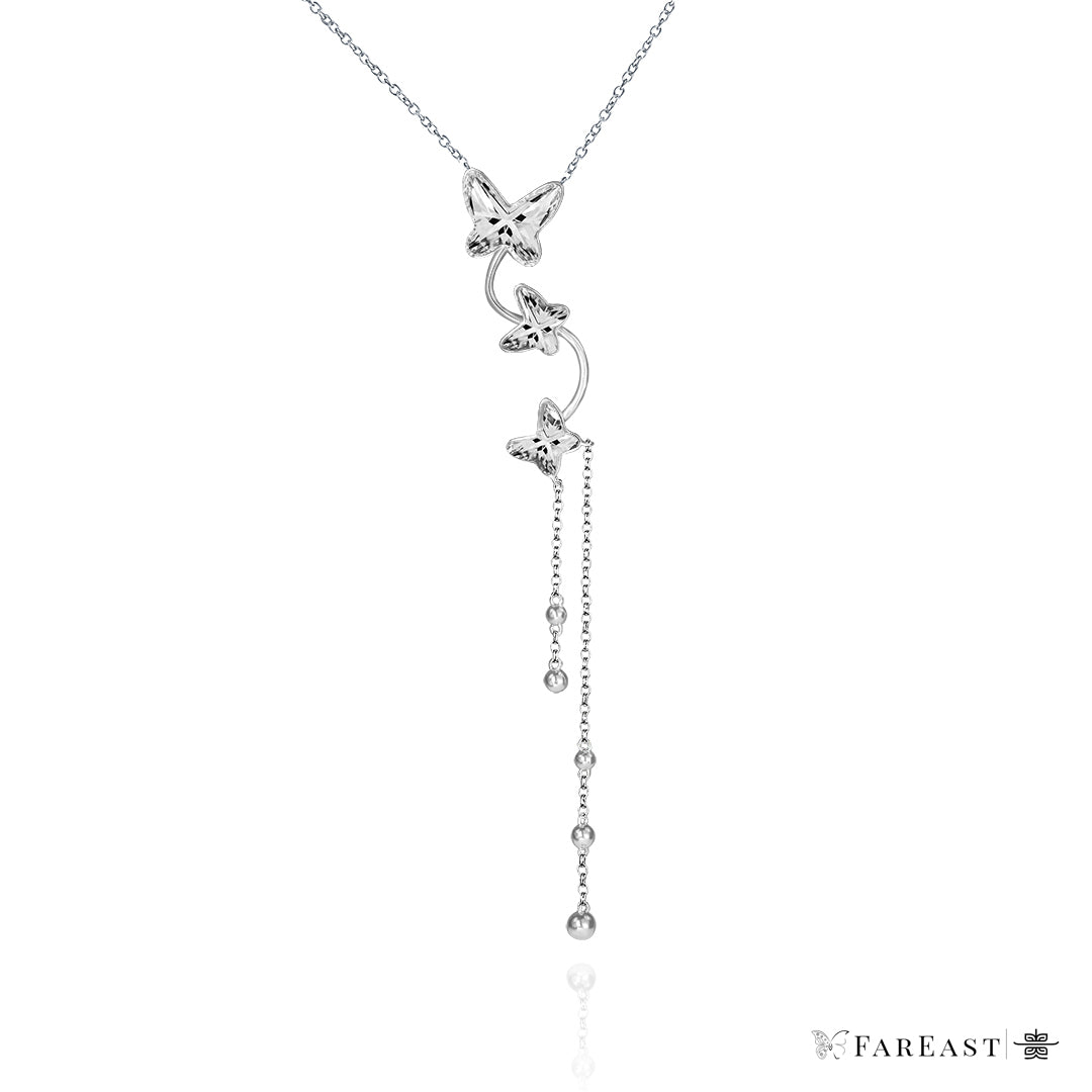 Silver Butterfly Y Shape Necklace - fareastjewelry