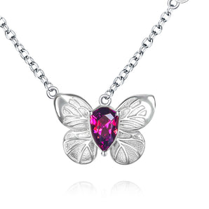 Handmade Necklace,Silver&Crystal,Chasing Butterfly series - fareastjewelry