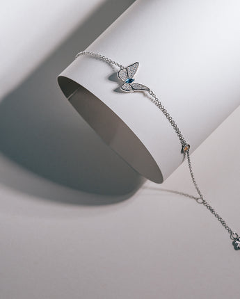 FarEast Jewelry,Handmade Bracelet,Silver&Crystal,Gathering Light Butterfly series