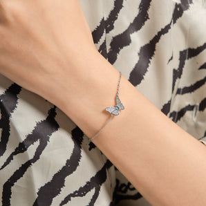FarEast Jewelry,Handmade Bracelet,Silver&Crystal,Gathering Light Butterfly series