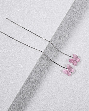 Fareastjewelry,Handmade Earrings,Silver&Crystal,Crystal Butterfly series