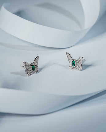 Fareastjewelry,Handmade Earrings,Silver&Crystal,Dream Butterfly series