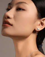 Fareastjewelry,Handmade Earrings,Silver&Crystal,Praying Cat series