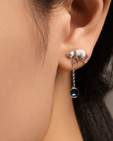 Fareastjewelry,Handmade Earrings,Silver&Crystal,Praying Cat series