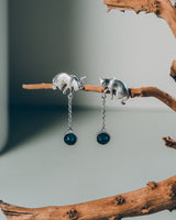 Fareastjewelry,Handmade Earrings,Silver&Crystal,Praying Cat series