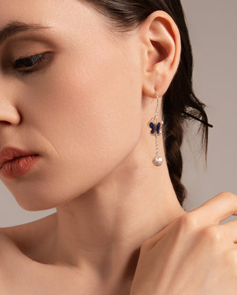 Fareastjewelry,Handmade Earrings,Silver&Enamel, Butterfly series