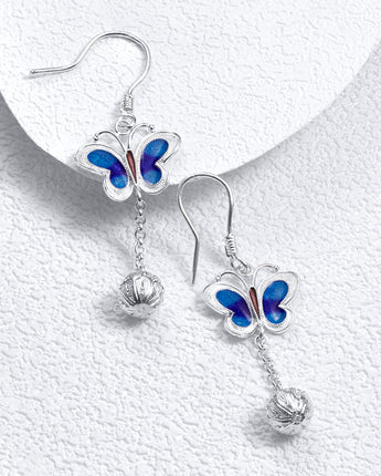 Fareastjewelry,Handmade Earrings,Silver&Enamel, Butterfly series