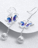 Fareastjewelry,Handmade Earrings,Silver&Enamel, Butterfly series