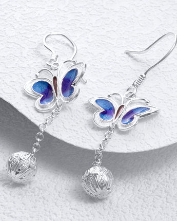 Fareastjewelry,Handmade Earrings,Silver&Enamel, Butterfly series