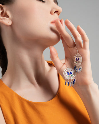 Fareastjewelry,Handmade Earrings,Silver&Enamel,Orchid Butterfly series