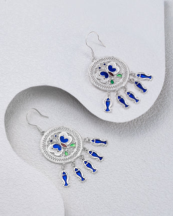 Fareastjewelry,Handmade Earrings,Silver&Enamel,Orchid Butterfly series