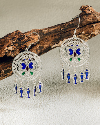 Fareastjewelry,Handmade Earrings,Silver&Enamel,Orchid Butterfly series