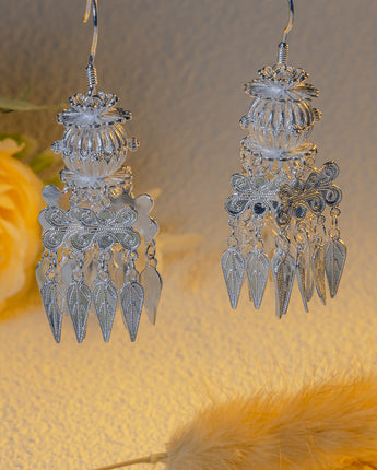 Fareastjewelry,Handmade Earrings,Silver,Ethnic Minority Classical series