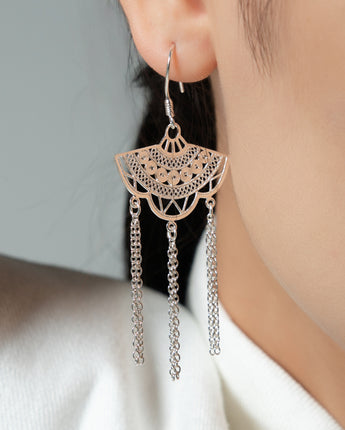 Fareastjewelry,Handmade Earrings,Silver,Fan Dance series