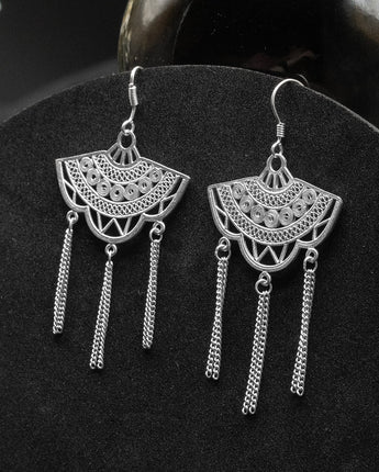 Fareastjewelry,Handmade Earrings,Silver,Fan Dance series