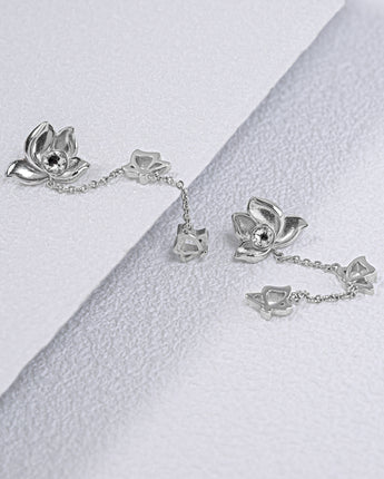 Fareastjewelry,Handmade Earrings,Silver,Flower series