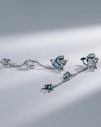 Fareastjewelry,Handmade Earrings,Silver,Flower series