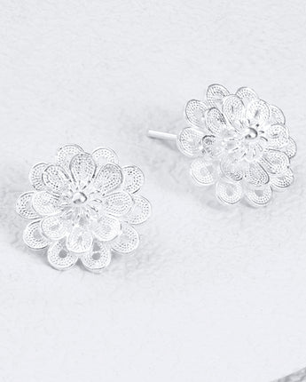 Fareastjewelry,Handmade Earrings,Silver,Flowers series