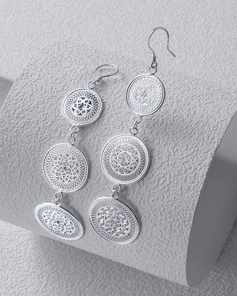 Fareastjewelry,Handmade Earrings, Silver,Grace Drum Rhythm series