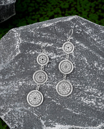 Fareastjewelry,Handmade Earrings, Silver,Grace Drum Rhythm series