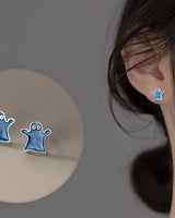 Fareastjewelry,Handmade Earrings,Silver,Halloween Lovely ghost