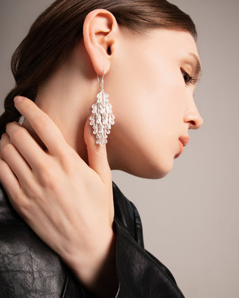 Fareastjewelry,Handmade Earrings ,Silver,Leaf Shadow series