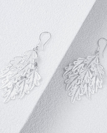 Fareastjewelry,Handmade Earrings ,Silver,Leaf Shadow series