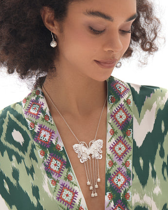 Fareastjewelry,Handmade Necklace, Silver,Butterfly Shadow series