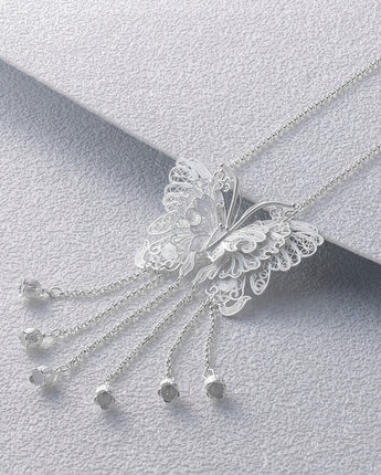 Fareastjewelry,Handmade Necklace, Silver,Butterfly Shadow series