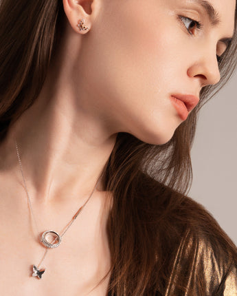 Fareastjewelry,Handmade Necklace,Silver&Crystal,Butterfly series