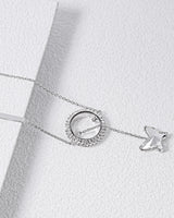 Fareastjewelry,Handmade Necklace,Silver&Crystal,Butterfly series