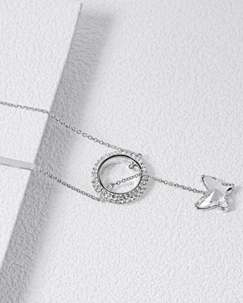 Fareastjewelry,Handmade Necklace,Silver&Crystal,Butterfly series