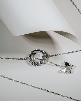 Fareastjewelry,Handmade Necklace,Silver&Crystal,Butterfly series